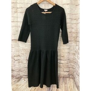 Penny Candy Sweater Dress Womens 14 Black Cable Knit Midi Long Sleeve Stretch